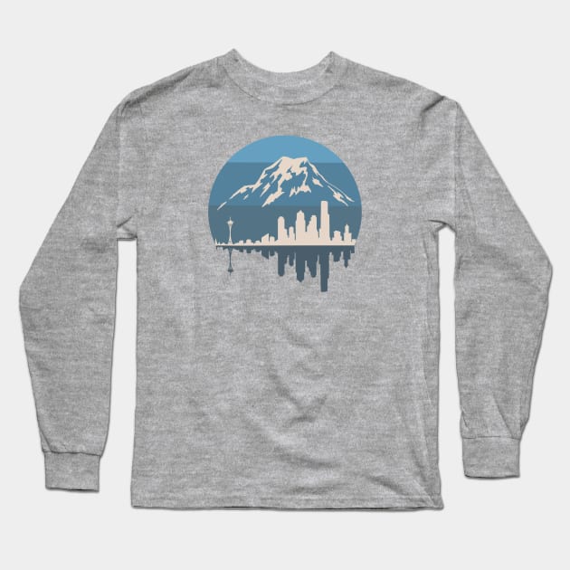 Seattle - Mount Rainier Long Sleeve T-Shirt by Tanimator